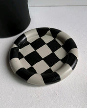 Checkers Round Trinket Tray
