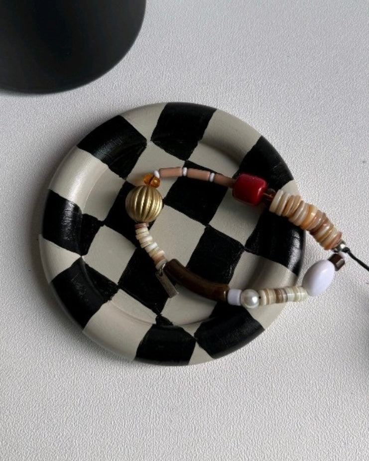 Checkers Round Trinket Tray