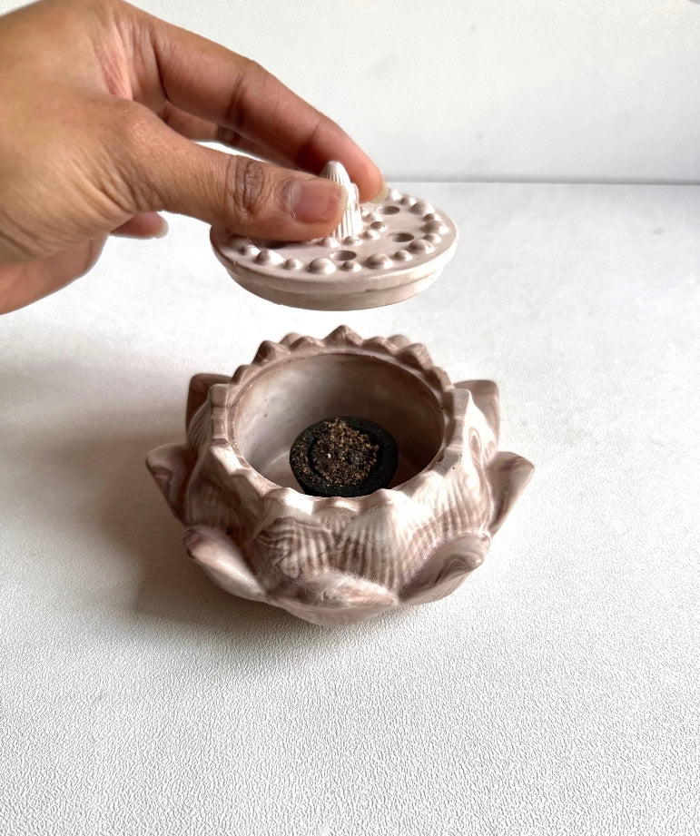 Marble Lotus Incense Burner